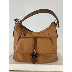 DOONEY & BOURKE LARGE TAN, BROWN PEBBLED LEATHER WOMENS SHOULDER BAG